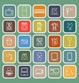 Household line flat icons on green background vector image