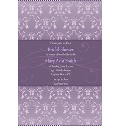 Violet bridal shower invitation vector image