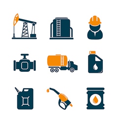 Oil industry gasoline processing icons vector image