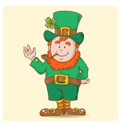 Cute Saint Patricks Leprechaun in top-hat vector image