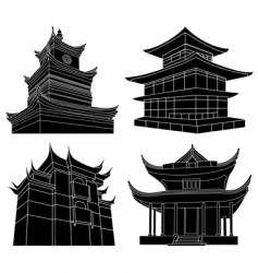 Chinese pagoda silhouettes vector image