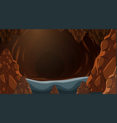 Dark terrible cave game background Royalty Free Vector Image