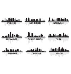 American cities skyline set vector image