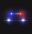 Police car headlights and blinking red siren vector image