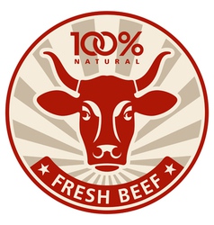 Label with the head of a cow vector image