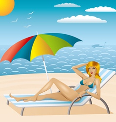 Sexy woman in bikini on the beach 2 vector image