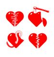 Set of the stylised broken hearts vector image