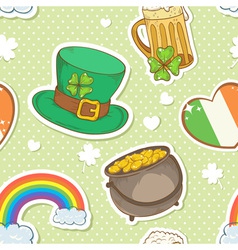 St Patricks Day stickers elements seamless pattern vector image