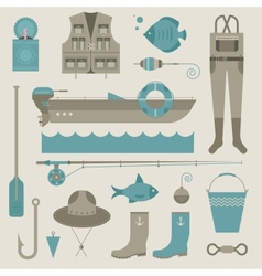 Fishing icons vector image