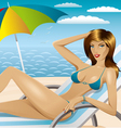 Sexy woman in bikini on the beach 3 vector image