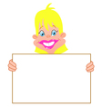 Blond girl with sign vector image