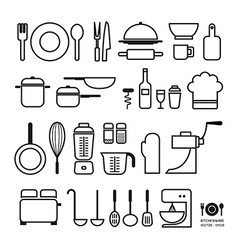 Kitchen tool icons collection vector image