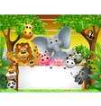 Funny animal cartoon with blank sign vector image