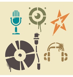 Stencil music icons vector image