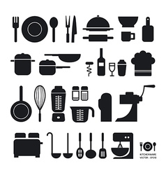 Kitchen tool icons collection vector image