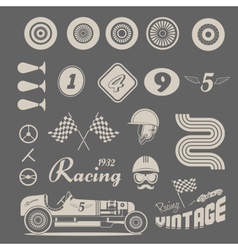 Icons of vintage car racing vector image