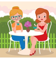 Girls friends in an outdoor cafe Girls friends in an outdoor cafe vector image