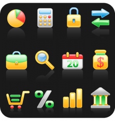 Finance black background icon set vector image
