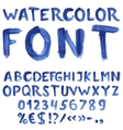 Handwritten blue watercolor alphabet vector image