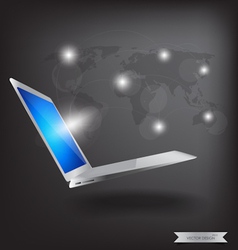 Modern technology thin laptop with social network vector image