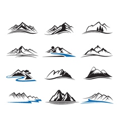 Mountain icons set vector image