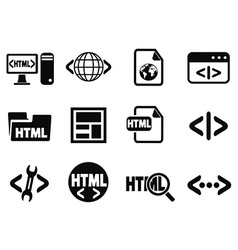 Black html icons set Black html icons set vector image