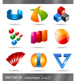 Set of 3d icons or logos vector image