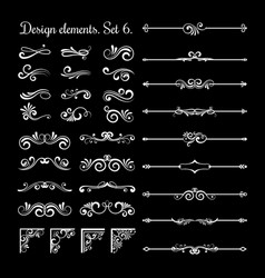 Floral lines filigree design elements vector image