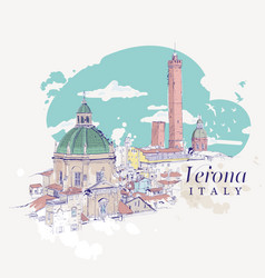 Freehand digital drawing of verona italy Freehand digital drawing of verona italy vector image