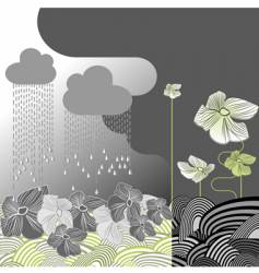 Rainy day flowers vector image