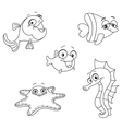 Outlined sea creatures vector image