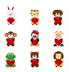 Cute animal valentines1 vector image