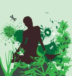 The girl in the garden vector image