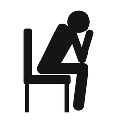 Sad man sitting on chair icon black simple style Sad man sitting on chair icon black simple style vector image