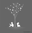 Tree background with children reading vector image
