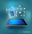 Modern technology thin tablet with social network vector image