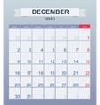 Calendar to schedule monthly december 2013 vector image
