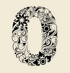 Number 0 floral decorative ornament vector image