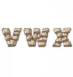 Stone Alphabet vwx vector image