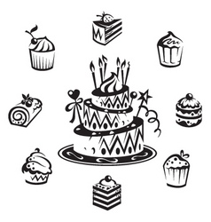 Set of cakes vector image