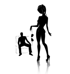 Silhouette of young beautiful women in private dan vector image