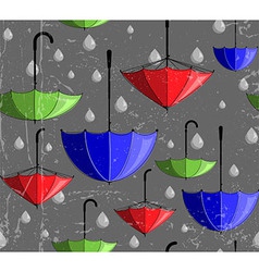 Pattern made of umbrellas and rain drops vector image