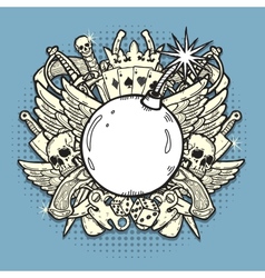 Pirate Label with Bomb vector image