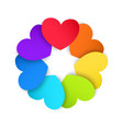 Circle of colored paper hearts vector image