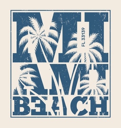 Miami beach tee design with palms vector image