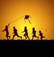Kids flying a kite vector image