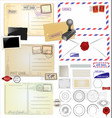 Vintage postcard designs and postage elements vector image