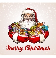 Christmas Santa Claus with gifts in hands vector image
