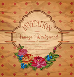 Vintage invitation with roses vector image