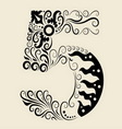 Number 5 floral decorative ornament vector image